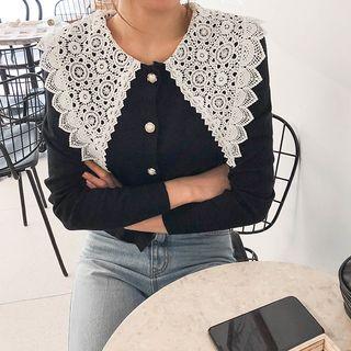 Lace-capelet Knit Cardigan