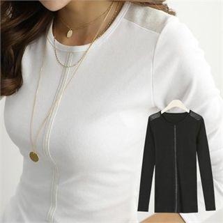 Glittered-trim Slim-fit T-shirt
