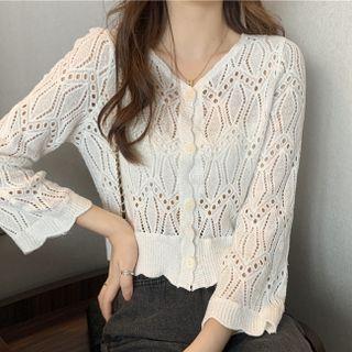 Long-sleeve Cutout Cardigan