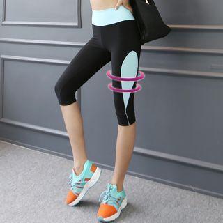 Neon-panel Sports Biker Leggings Black - One Size