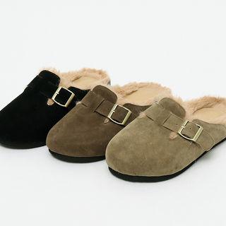 Belted-detail Faux-fur Loafers