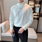 Long-sleeve Mock-neck Chain Accent T-shirt