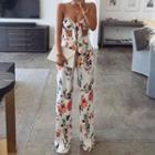Set: Strapless Floral Print Top + Wide Leg Pants