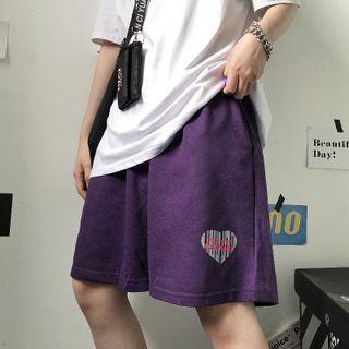 Heart Print Sweat Shorts