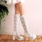 Block-heel Lace Tall Boots
