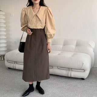 Notch Lapel Cropped Vest / Mini A-line Skirt / Shirt