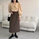 Notch Lapel Cropped Vest / Mini A-line Skirt / Shirt