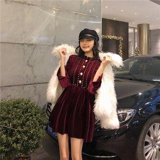 Bell-sleeve Faux Pearl Dress