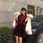 Bell-sleeve Faux Pearl Dress
