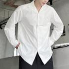 Long-sleeve Zip-front Plain Shirt