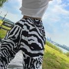 Zebra-printed Jogger Pants Black - One Size