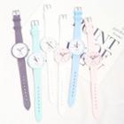 Set: Pig Print Silicone Strap Watch + Floral Bangle