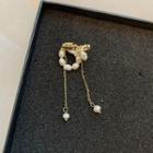 Faux Pearl Fringed Earring 1 Piece - Gold - One Size