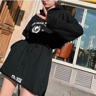 Printed Mini A-line Hoodie Dress