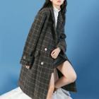 Double Breasted Plaid Long Coat