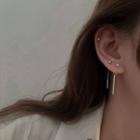 Bar Rhinestone Asymmetrical Dangle Earring 1 Pair - 925 Silver - Silver - One Size