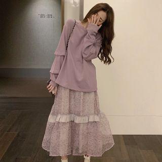 Split-back Sweatshirt / Midi Skirt