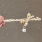 Bow Rhinestone Alloy Hair Pin Ly762 - Gold - One Size