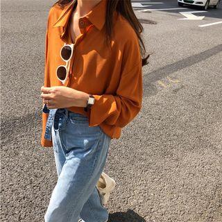 Drop-shoulder Chiffon Shirt