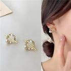 Geometric Faux Pearl Rhinestone Alloy Earring 1 Pair - Earrings - Gold - One Size