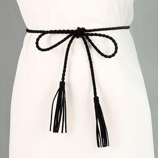 Tassel Braided Faux Suede Belt