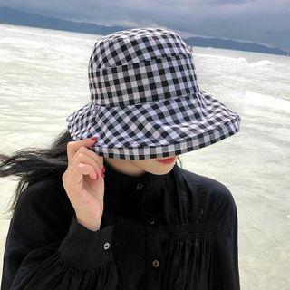 Double-sided Plaid Bucket Hat