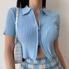 Short-sleeve Knit Zip Top