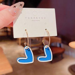 Heart Alloy Dangle Earring 1 Pair - E4315 - Blue - One Size