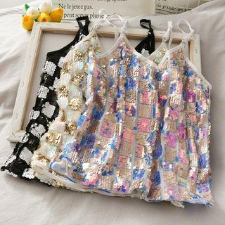 Sequined Crop Camisole Top