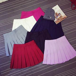 Pleated Sheath Plain Midi Skirt