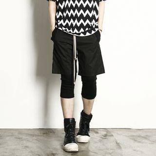 Inset Leggings Drawstring-waisted Shorts