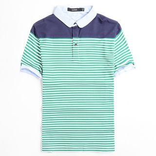 Stripe Panel Short-sleeve Polo Shirt