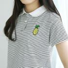 Pineapple Embroidered Striped Short-sleeve Polo Shirt