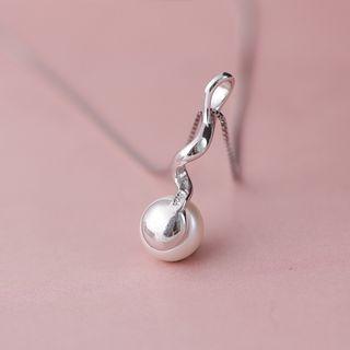 925 Sterling Silver Swirl Freshwater Pearl Pendant Necklace