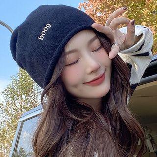 Lettering Embroidered Slouchy Beanie