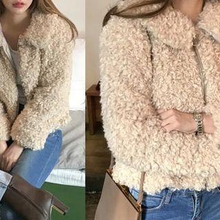 Zip-up Boucl -knit Jacket