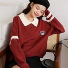Polo-neck Embroidered Sweater