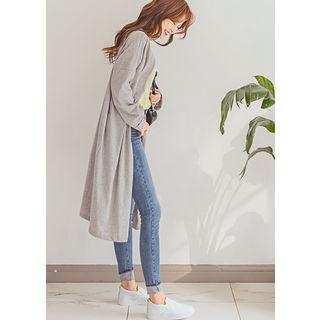 Tall Size Open-front Long Cotton Cardigan