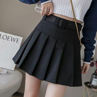 Belt-waist A-line Skort
