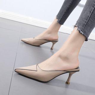 Faux Pearl Pointed High-heel Slide Pumps