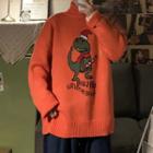 Couple Matching Turtleneck Dinosaur Print Sweater