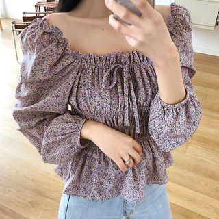 Two-way Beribboned Smocked Floral Top