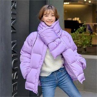 Oversized Padded Jacket With Muffler Scarf