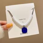 Twisted Necklace X827 - White & Silver & Blue - One Size