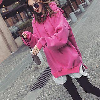 Mock Two-piece Bear Ear Accent Mini Hoodie Dress