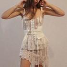 Set: Spaghetti Strap Lace Dress + Buckled Top