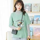 Printed Elbow-sleeve T-shirt / Striped Long-sleeve T-shirt / Set