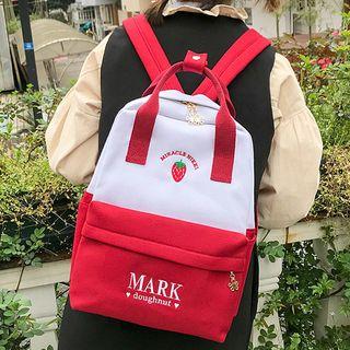 Color Panel Embroidered Backpack