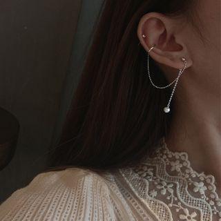 Bead Ear Cuff Drop Earring 1 Pc - Silver - One Size