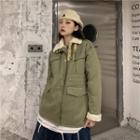 Belted Collared Button Padded Jacket